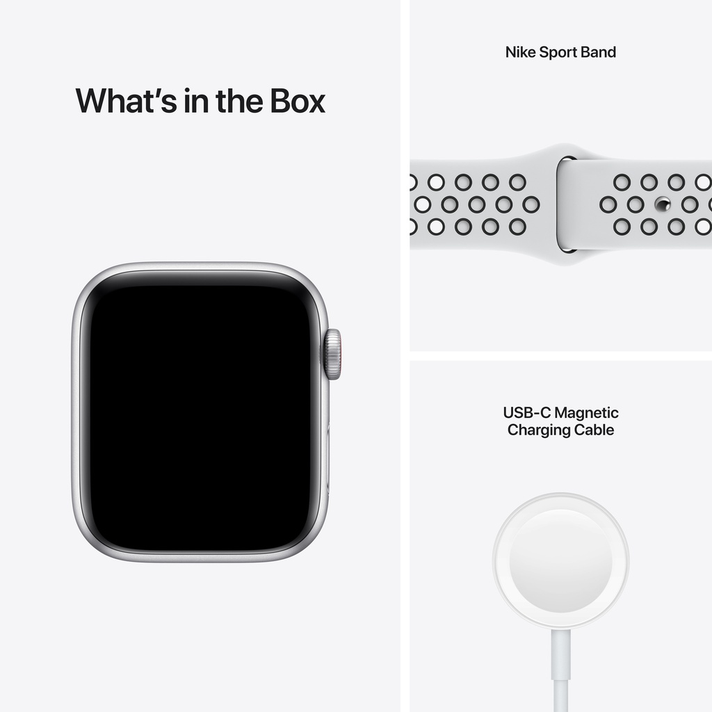 Apple Watch Nike SE GPS + Cellular, Silver Aluminium Case with